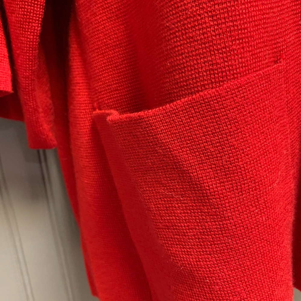 Kasper Woman Vibrant Red Knit 3/4 Sleeve Cardigan Jacket Plus Size 1X EUC - Picture 4 of 7